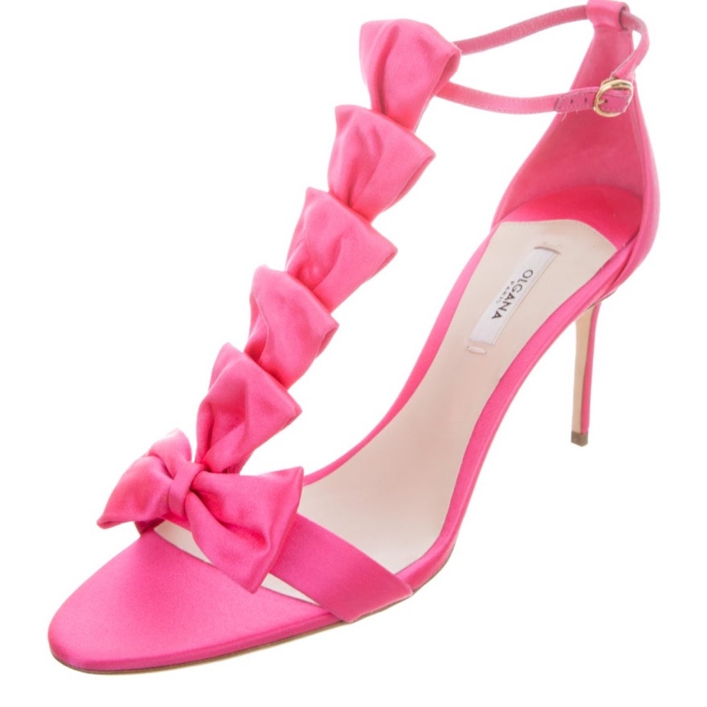 Pink satin Olgana Paris T-strap sandals (40)